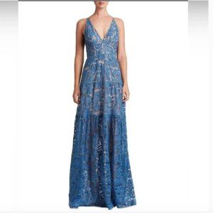 Dress the Population Blue Lace Maxi Dress